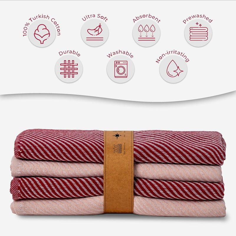 Ossano Cute Kitchen Towels - 4 Pack, (20" x 30") - Elegant & Pretty - Versatile as, Cute Hand Towels, Decorative Kitchen Towel, Dishcloths, Pretty Dish Towel, Burgundy and Powder Pink - Image 4